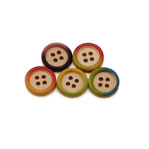 50pcs Round Wood Buttons with Gradient Edge for Sewing & Crafts DIY 15mm - Picture 1 of 4