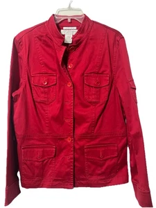 Jones New York Sport Jacke Damen Größe 14 Kragen Knopfleiste Stretch rot - Bild 1 von 5