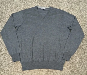 Peter Millar Sweater Mens Large Grey Gray Merino Wool Silk V-Neck Lightweight - Picture 1 of 6