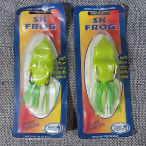 2 Snag Proof SK Frog Chartreuse Green Soft Body Weedless Topwater Fishing Lure - Picture 1 of 7