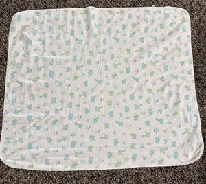 Carter's Baby Blanket Blue Green Zoo Animals Lion Elephant Hippo USA Vintage - Picture 1 of 5