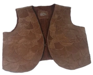 Carmar Damen L Wildleder Leder Kunstfell gefüttert Patchwork Weste Boho Western Vintage - Bild 1 von 11