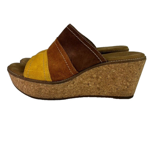 Sandali Clarks Artisan zeppa donna 11M pelle plateau sughero Aisley giglio trendy