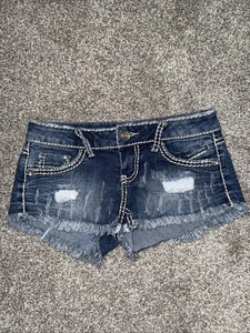 Pantalones Cortos de Jean Juniors Casi Famosos Distressed Corte Cintura Baja Talla 0 - Imagen 1 de 2