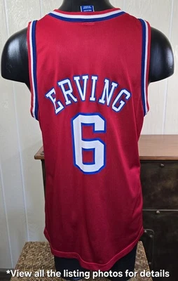 Julius Dr J Erving Sixers Basketball 50th Gold Logo VTG Champion Jersey 44 USA - Image 1 of 4