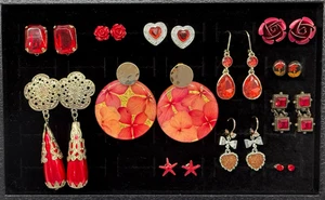 Konvolut 12 Paar rote & rosa Ohrringe - moderne Mode, Statement & Ohrstecker - Bild 1 von 4