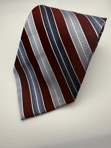 Campia Moda Tie Mens Classic Silk Burgundy Blue Striped Necktie Formal Accessory - Picture 1 of 4