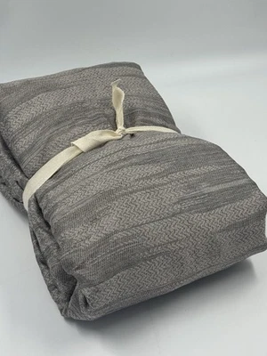 New West Elm KING Duvet Cover Striated Silky Tencel, Stone, Black/ Tan READ - Image 1 of 4