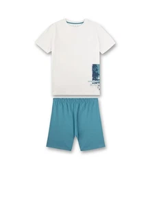 Boys' Shorty, Short Pajamas Beach, White-Turquoise Sanetta Size 188 - Picture 1 of 1