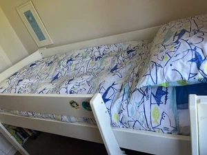 ikea mid sleeper cabin bed - white and wooden. Good condition. - Picture 1 of 7