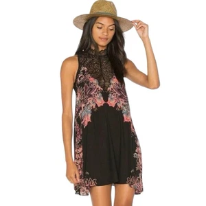 Free People Intimately Marsha Slip Dress M Black Lace Floral Boho Sexy Festival - Picture 1 of 10
