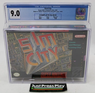 SimCity 1st Print Super NES CIB CGC Graded 9.0 w/ 9.8 Cart & Manual! - Image 1 of 4
