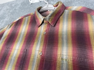 Vintage Guess Jeans Shirt Mens XL Red Yellow Plaid Button Up Made USA 90s Grunge - Image 1 of 4