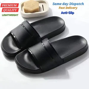BOYS GIRLS MENS WOMENS SLIDERS BEACH MULES HOILDAY POOL SHOWER SUMMERS SANDALS - Picture 1 of 9