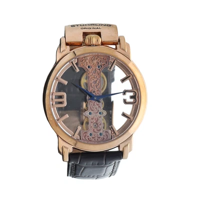 Stührling Winchester Spire Skeleton 44 mm Rose Gold Steel Manual Wind Watch - Image 1 of 4
