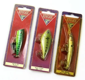 Lot of 3 Old Stock Renegade Fishing Lures, Shake & Rattle, Spit & Pop, etc, Read - Picture 1 of 9