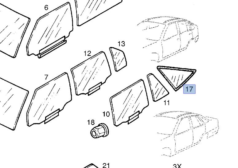 Window Rear Quarter Right for Opel Kadett E 90196970 OEM Foto 1 de 1