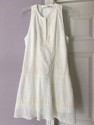 Vestido Twelfth Street By Cynthia Vincent Crema Seda y Encaje Sin Mangas Talla Pequeña Foto 1 de 4