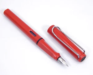 LAMY Safari Red & Chrome Trim Fountain Pen - Picture 1 of 10