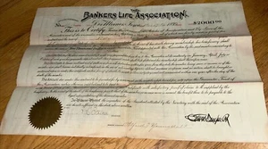 1899 ASSOCIAZIONE BANCHIERI VITA Certificato di adesione DES MOINES IOWA - Foto 1 di 8