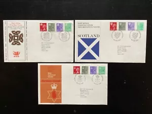 GB 1982 Regional Definitives FDCs set of 3 ,special pmks (PM372) - Picture 1 of 2