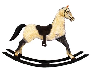 Folk Art Large Decorative Painted Metal Rocking Horse Sculpture  - Picture 1 of 7