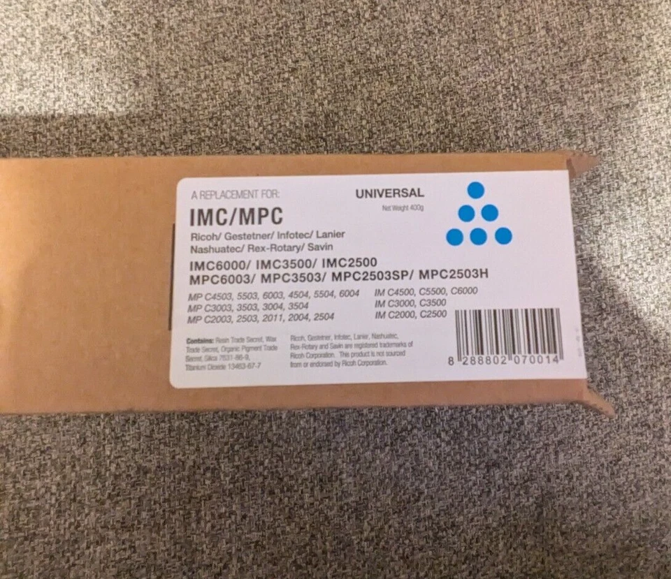Universal Cyan Toner Cartridge for Ricoh IM C/MP C models - Image 1 of 3