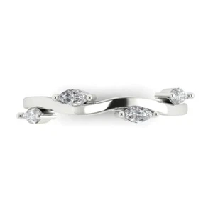 14K White Gold Wedding Ring Band - 0.4 ctw Marquise Cut Simulated Diamond - Picture 1 of 5