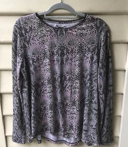 Husk Pink Green Top M 12 100% Linen Animal Print Silk Raw Edge High Low As New - Bild 1 von 6