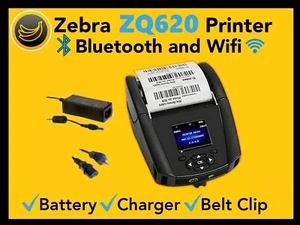 ✅Zebra ZQ620 Barcode Printer, WiFi, Bluetooth w/ Battery, Charger, Belt Clip!🔥⭐ - Picture 1 of 3