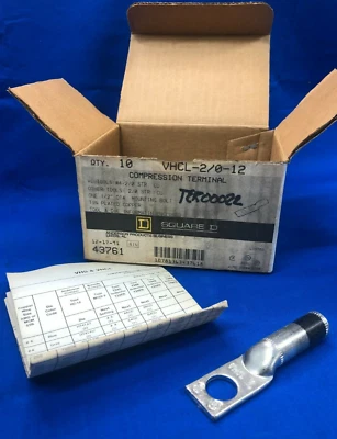 SQUARE D ONE HOLE COMPRESSION TERMINAL  VHCL-2/0-12 (BOX OF 10) - Image 1 of 4