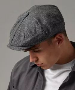 Beechfield Herringbone Cap Hat Heritage Baker Boy Newsboy Gatsby Peaky Vintage - Picture 1 of 4