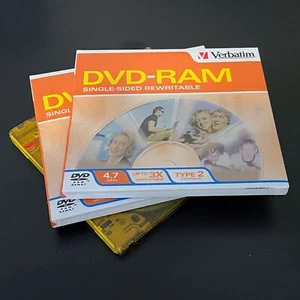 New! Verbatim DVD-RAM Rewritable 4.7GB 3x Type 2 Cartridges - Picture 1 of 6