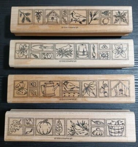 Stampin' Up Nature's Seasonal Borders Set of 4 Wood Mounted Rubber Stamps 1998 - Picture 1 of 9
