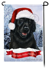 Dear Santa, Define Naughty Garden Flag - Flat-Coated Retriever 058 - Picture 1 of 1