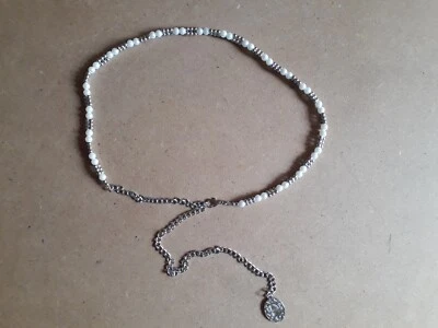 Cintura gioiello donna in finte perline regolabile con moschettone Denim Fashion - Immagine 1 di 3