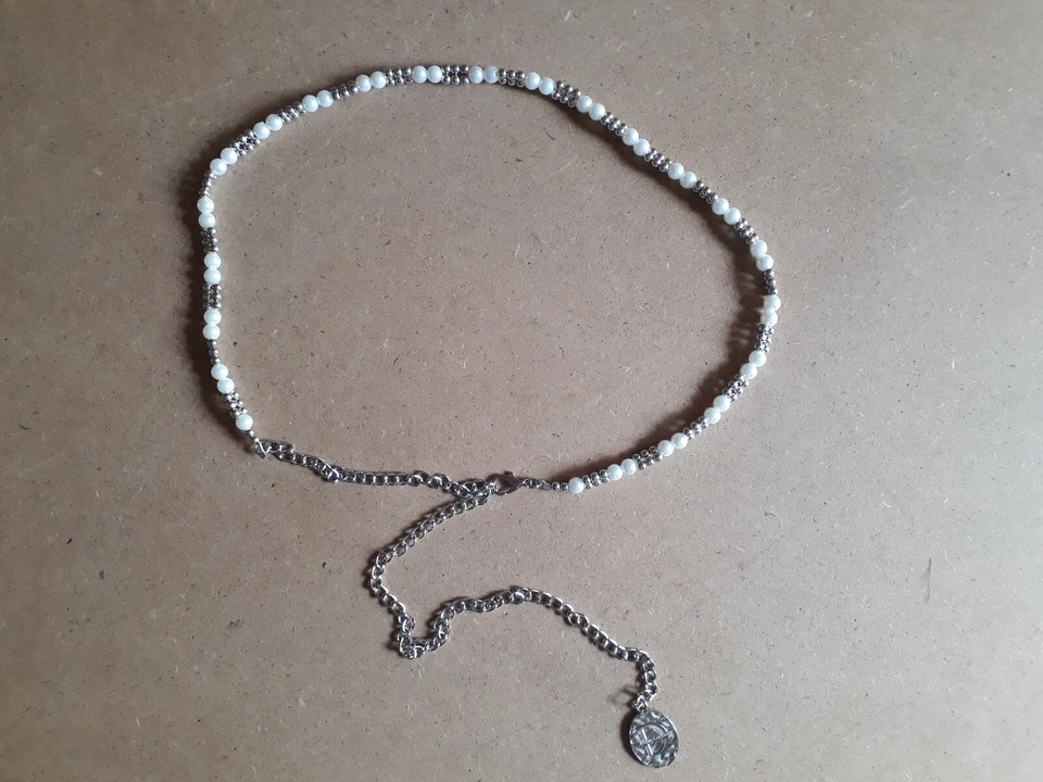 Cintura gioiello donna in finte perline regolabile con moschettone Denim Fashion - Immagine 1 di 3