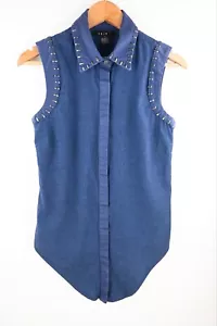 Ksubi "Conquista" sleeveless shirt in dark denim size S - Foto 1 di 10
