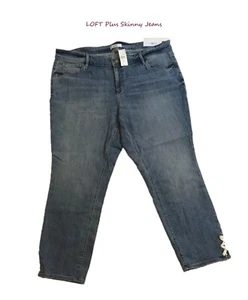LOFT Plus Lace up Cuff Skinny Crop Jeans in Pure Light Indigo Wash 22 24 26 NWT - Bild 1 von 10