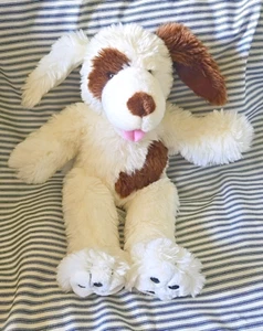 Build a Bear 16” Brown & White Spotted Happy Puppy Dog Plush Animal Posable Ears - Picture 1 of 10