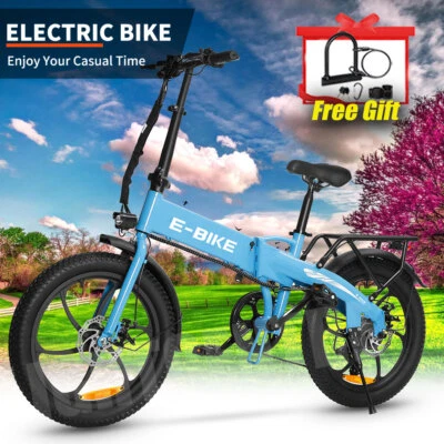 Axiniu 20" 850W Electric Folding Bicycle Fat Tire 28MPH e-Bike Beach City Ebike - Image 1 of 4