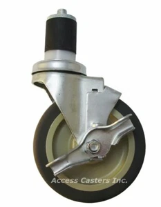 5EXPLSB-73 5" Polyurethane Swivel Caster w Brake, .928" - 1.029" Expansion Stem - Picture 1 of 1