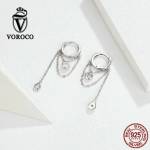 Voroco S925 Sterling Silver Stud Earrings New Puberty Charm CZ For Women Jewelry - Picture 1 of 6