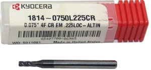 Kyocera 1814-0750L225CR .075" Carbide ALTiN Coat Endmill 4FL 1/8" Shank New - Picture 1 of 1