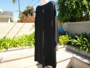 Eileen Fisher DOLMAN SLEEVE BATEAU NECK Black Viscose Dress Size 1X, MSRP$198  - Picture 1 of 12