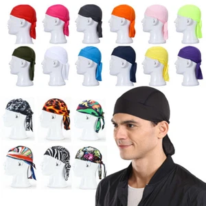 Men Biker Bicycle Do Doo Adjustable Bandana Skull Cap Du Rag Headband Beanie Hat - Picture 1 of 35