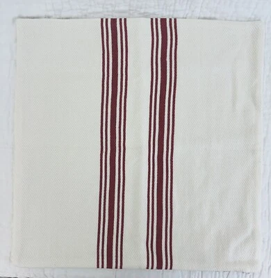 New Red Pottery Barn Culver Reversible Stripe Grainsack Pillow Cover 20" Sq - Image 1 of 3