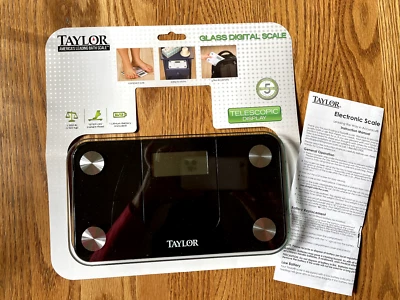 Taylor Digital  Mini Travel Scale~Expandable Read Out~Black Glass  -7086B -EUC - Image 1 of 4