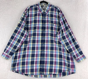 Cutter & Buck Blue Plaid Button-Up Shirt Mens Long Sleeve 100% Cotton Size 2XB - Picture 1 of 13