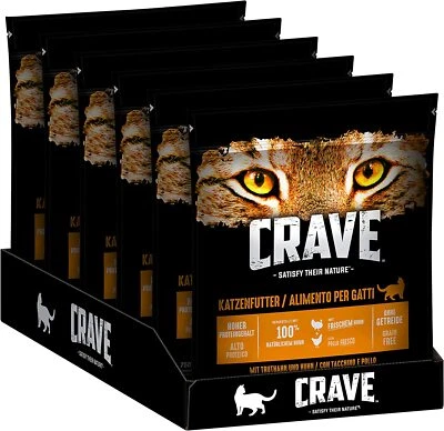 6x750g CRAVE Katzenfutter Trockenfutter Beutel Adult mit Truthahn & Huhn - Bild 1 von 4